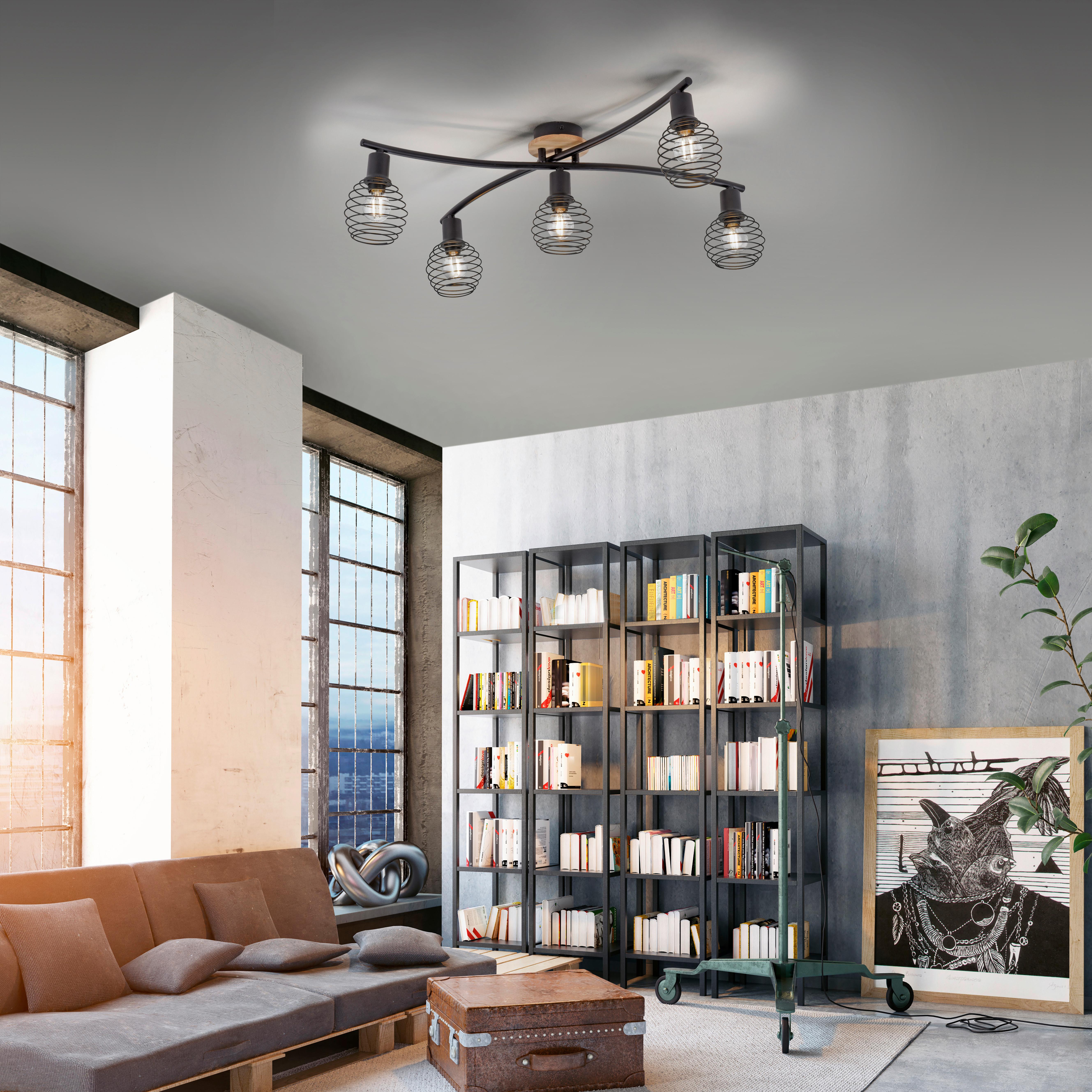 Strahler Eugen 5-flammig L: 70,1 Cm - Natur, Holz/Kunststoff (70,1/66,5/20,1cm)