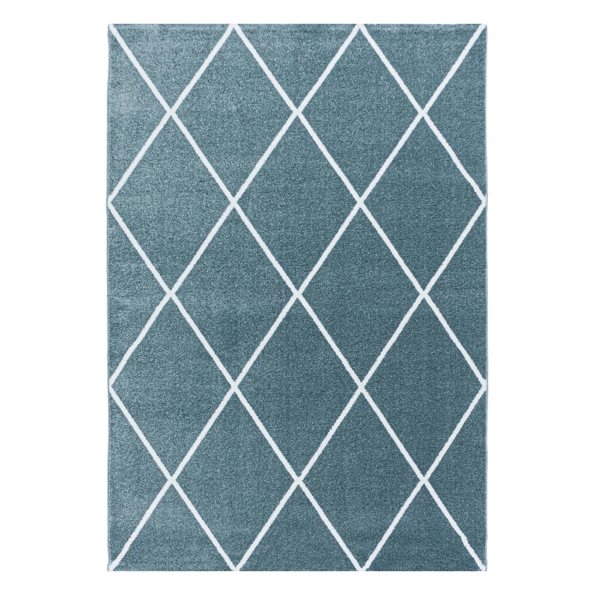 Hochflor Teppich Blau/Weiß Rio 80x150 cm - Blau, Basics, Textil (80/150cm)