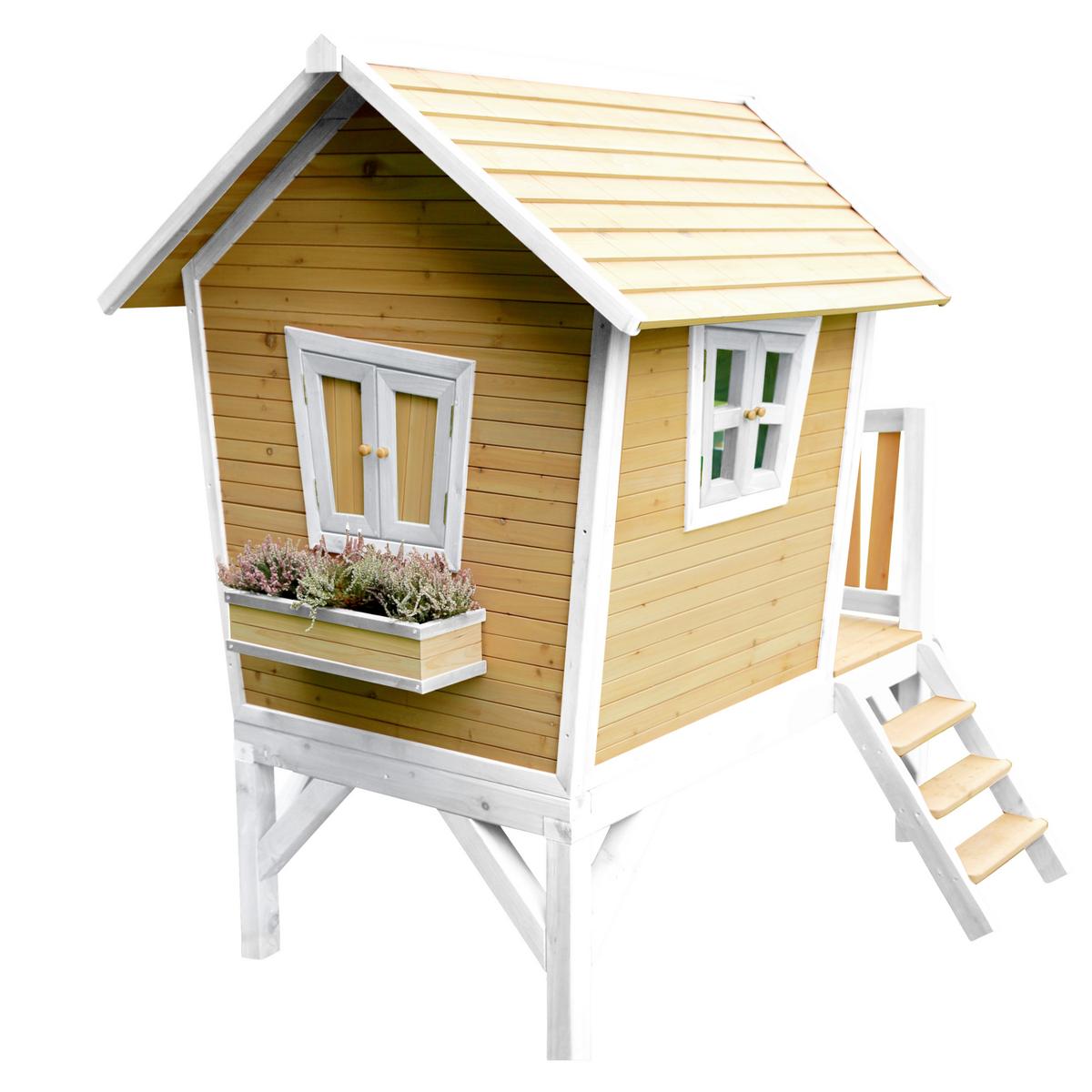Spielhaus Robin Aus Zedernholz - Braun/Weiß, Basics, Holz/Kunststoff (264/203/177cm) - Ambia Garden