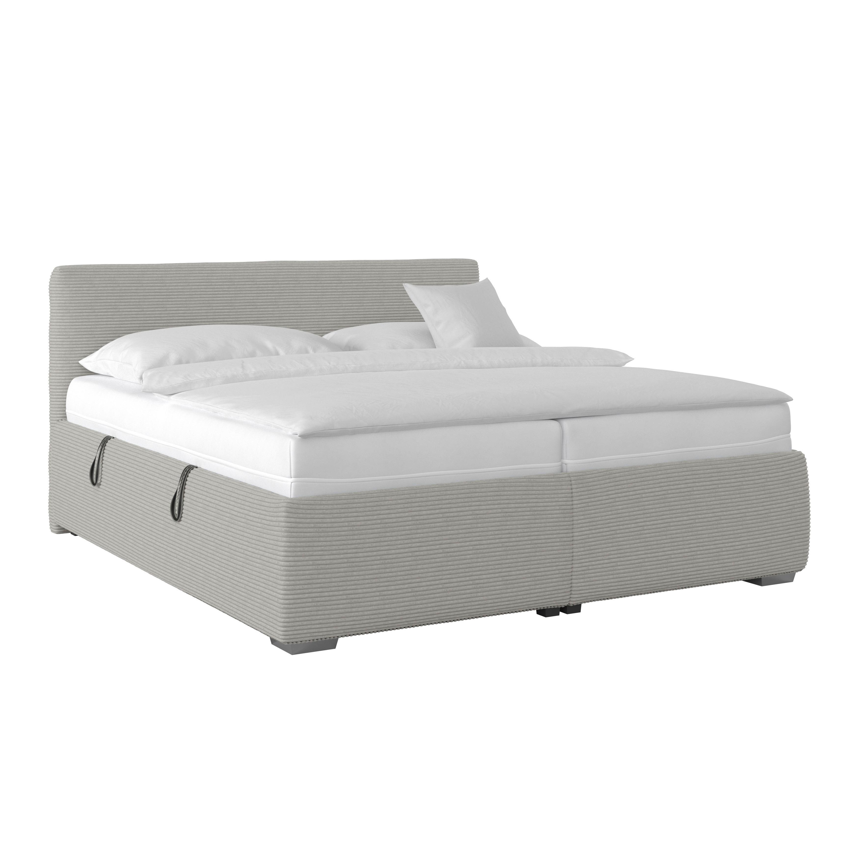 Kárpitozott Ágy Lesia 160/200cm - fehér/szürke, Konventionell, faalapú anyag/textil (160/200cm)