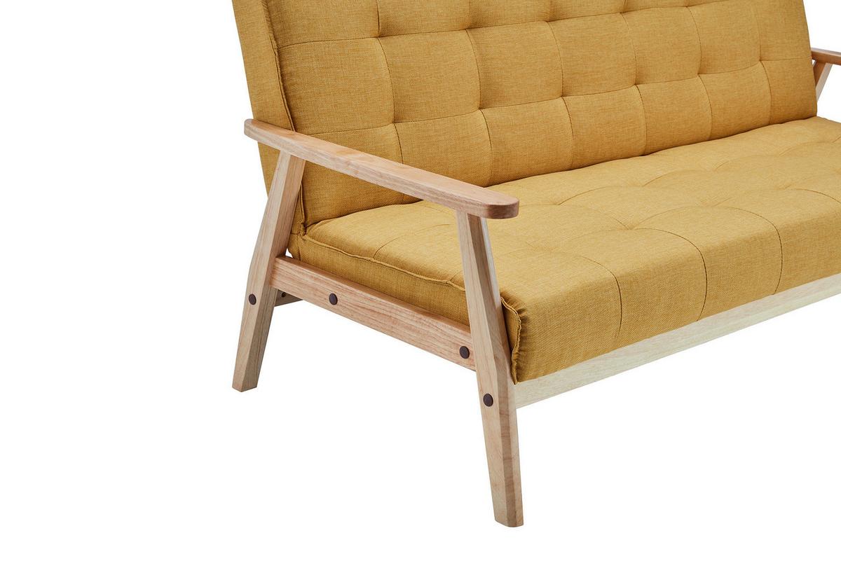 Schlafsofa Naturfarben/senfgelbb: 190 Cm - Senfgelb/Naturfarben, MODERN, Holz/Textil (190/81/85cm) - Livetastic