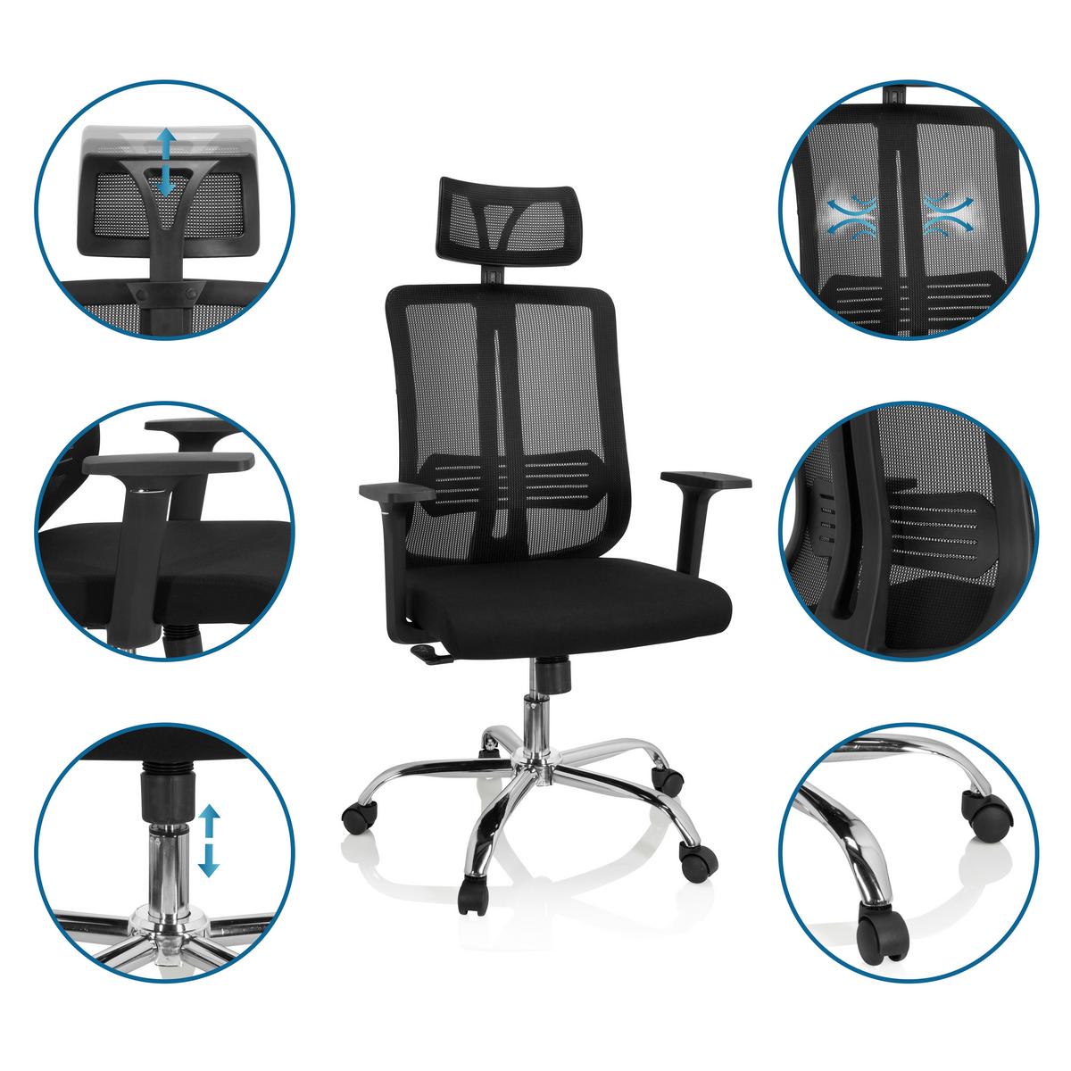 Bürostuhl Zh 200 Schwraz Bis 100 Kg - Silberfarben/Schwarz, Basics, Kunststoff/Textil (66/102/59cm) - MID.YOU