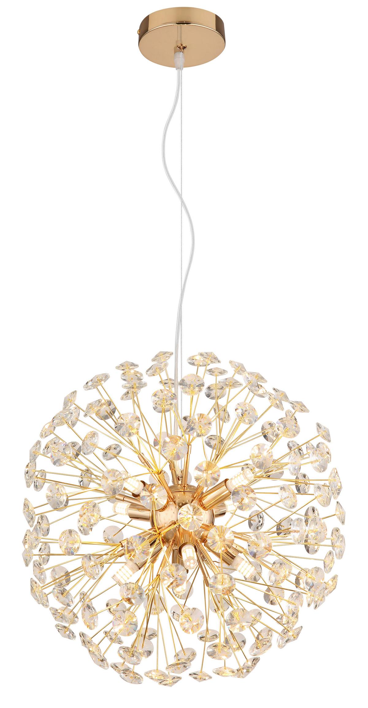 Kristály Függőlámpa 64135h1 Katrina - aranyszínű/áttetsző, Lifestyle, műanyag/üveg (40/150cm) - Globo