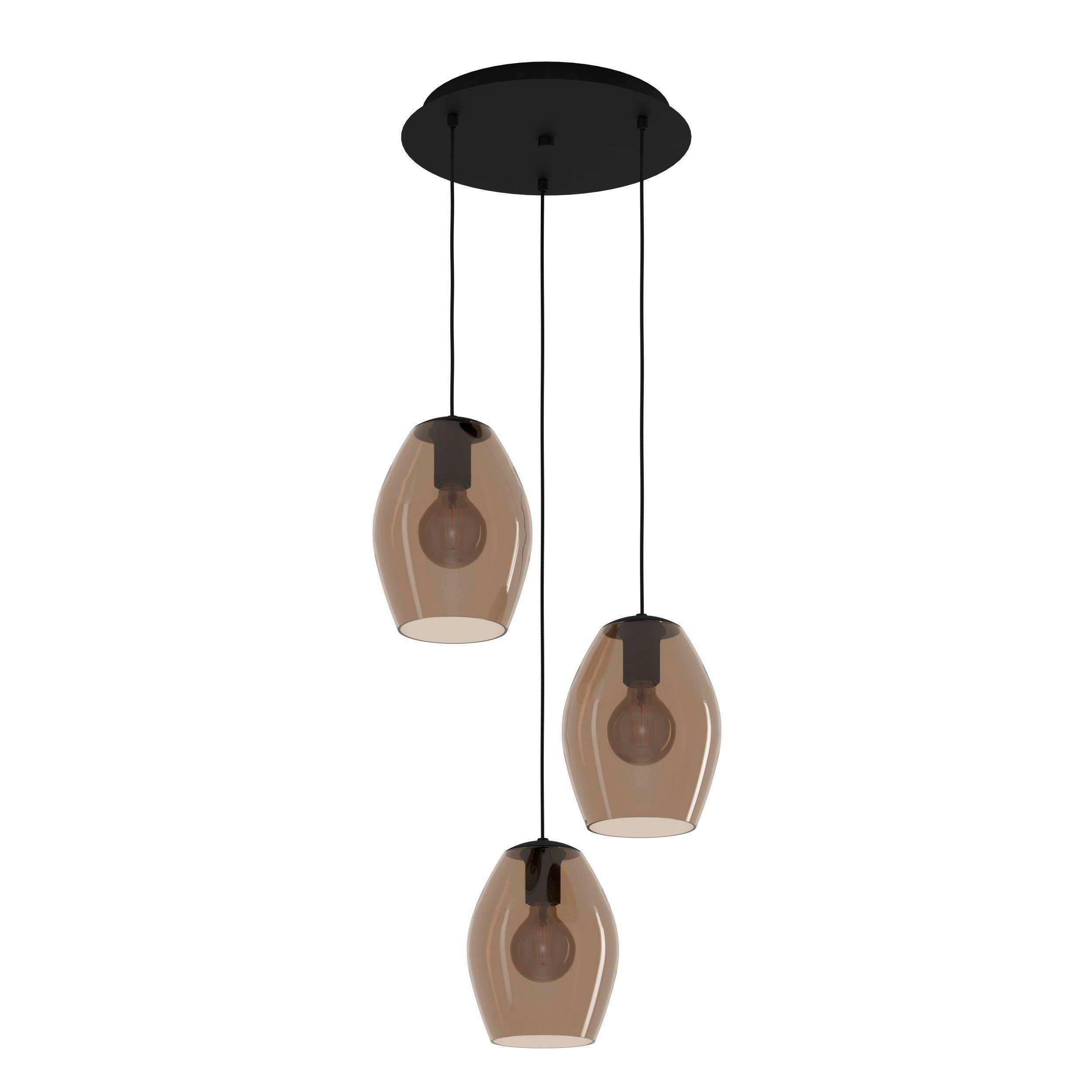 ZÁVESNÉ SVIETIDLO ESTANYS 1 - hnedá/čierna, Design, kov/sklo (45/150cm) - Eglo