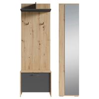 Garderobe Ben Eiche Artisan Anthrazit B: 40 Cm - Anthrazit/Eiche Artisan, Design, Holzwerkstoff (40/184/35cm) - MID.YOU