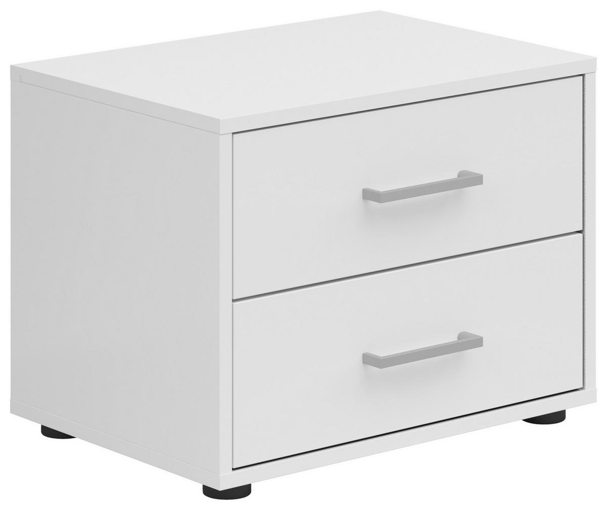 Nachtkästchen Smart 2 Weiß H: 38 Cm - Grauweiß/Schwarz, Basics, Holzwerkstoff (50/38/35cm)