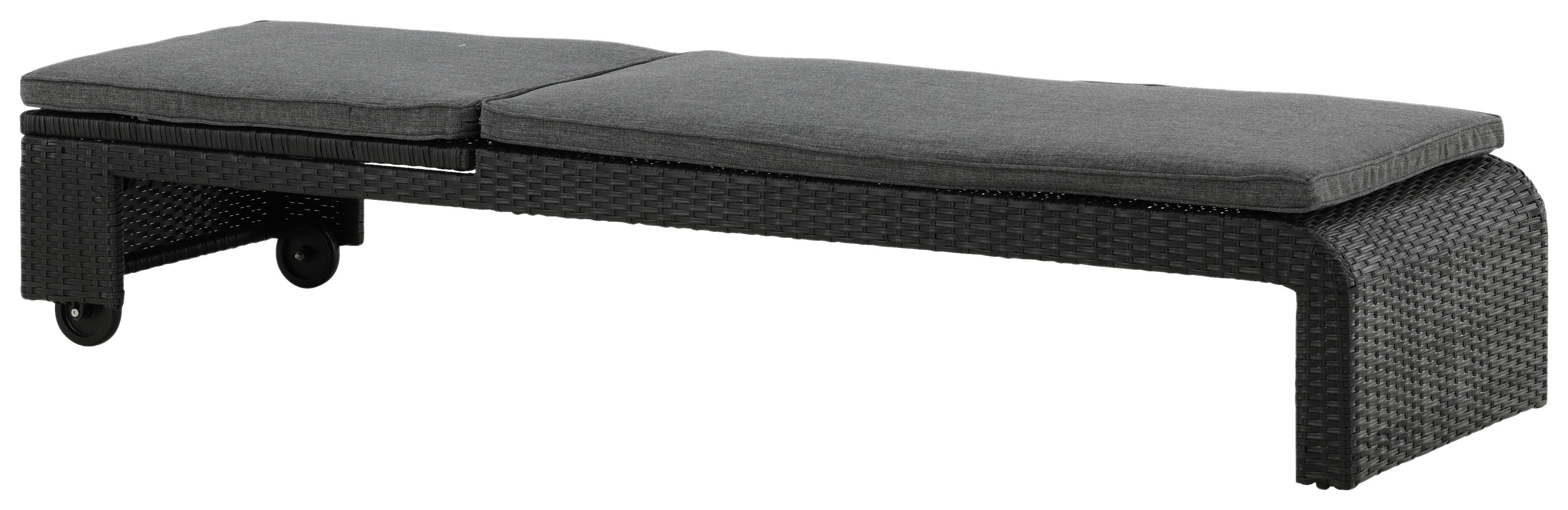 Sonnenliege London Kunststoff verstellbar - Schwarz, KONVENTIONELL, Kunststoff (60/32/196cm) - Gardenson