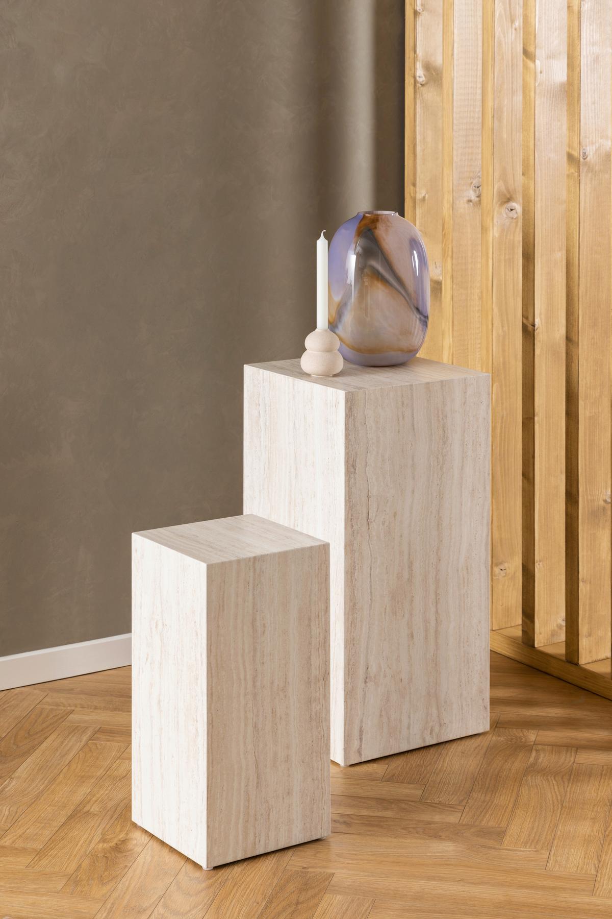 Blumensäule Dice 0000100139 - Beige, Design, Papier/Holzwerkstoff (35/35/70cm) - Livetastic