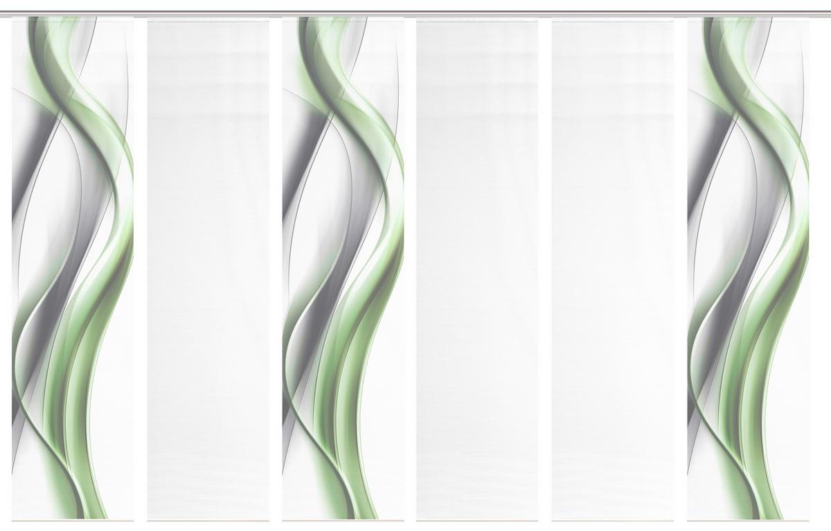 Flächenvorhang Cara 6er Set - Weiß/Grau, Design, Textil (60/260cm)