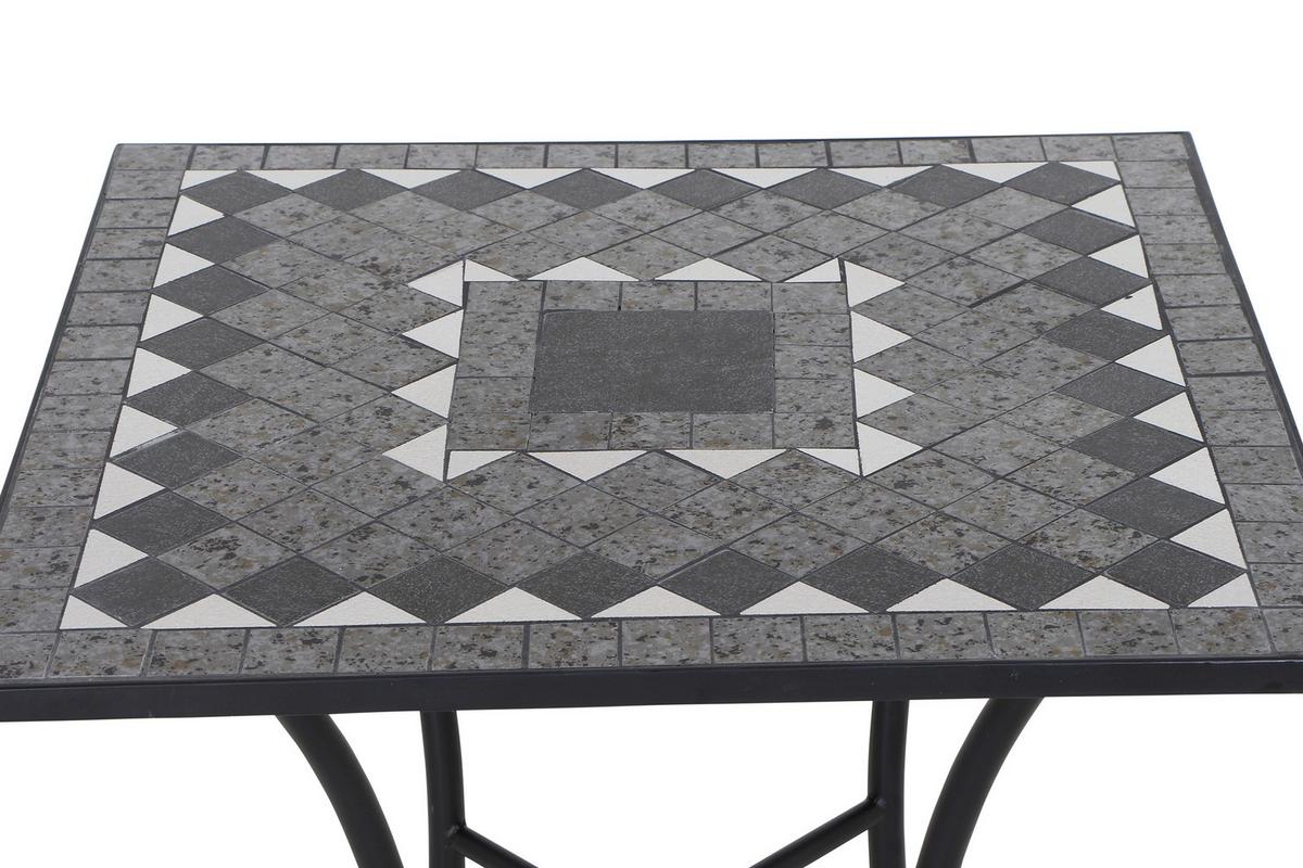 Gartentisch Como Metall/Keramik L 64 cm - Schwarz, KONVENTIONELL, Keramik/Metall (64/64/71cm) - Siena Garden
