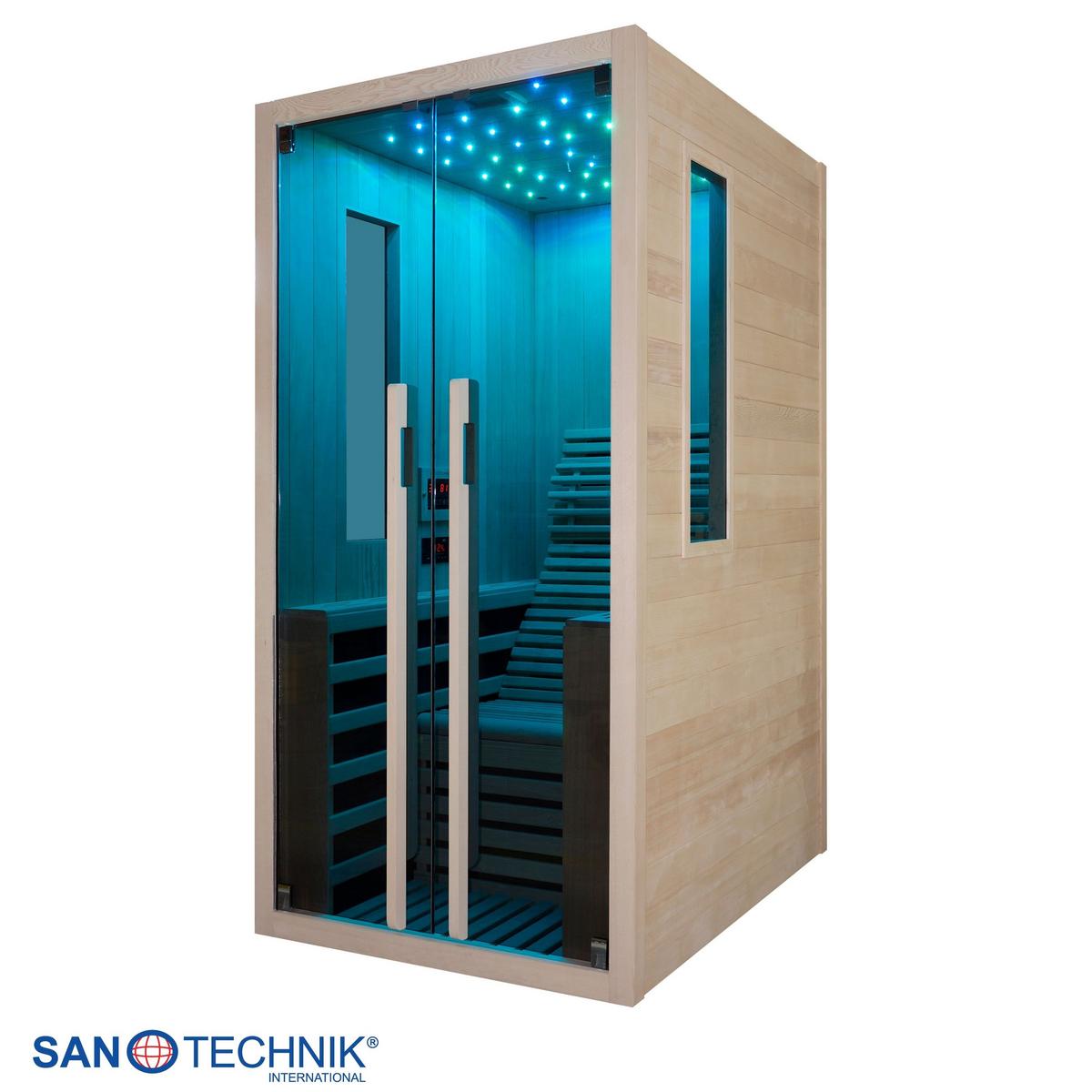 Infrarotkabine 1 Person 100x195x130 cm Carbon - Naturfarben, Basics, Holz (100/195/130cm) - Sanotechnik