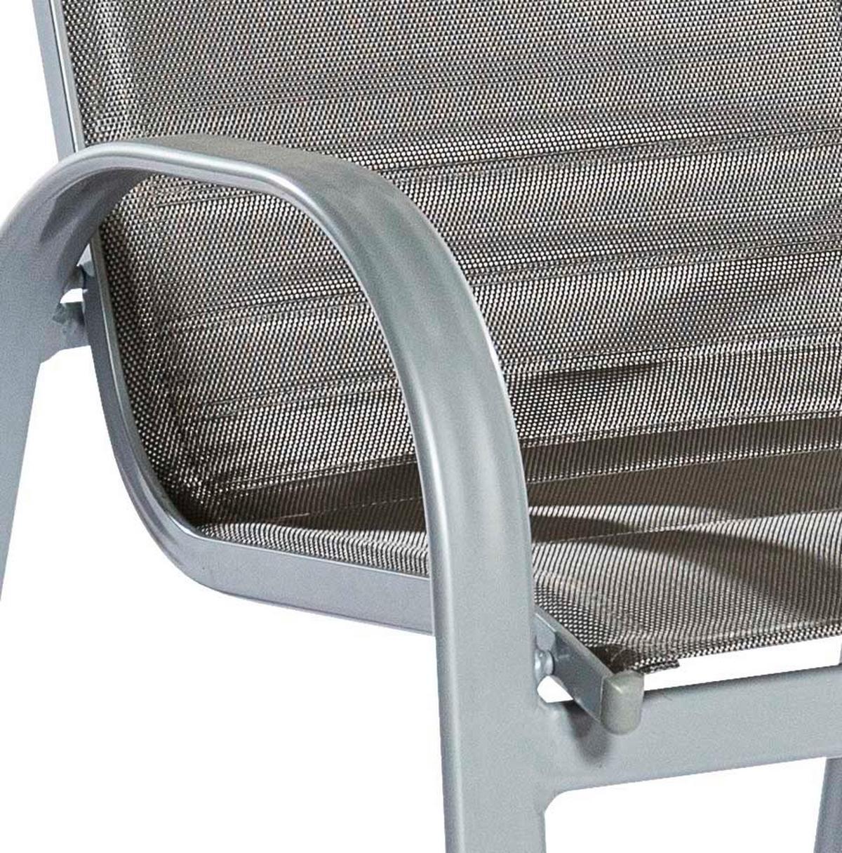 Gartensessel Stapelbar Amalfi Di Lusso Metall/textil - Silberfarben/Braun, KONVENTIONELL, Textil/Metall (56,5/104/77cm) - Gardenson