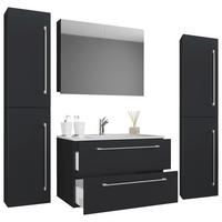 Badezimmer Badinos 5-teilig Schwarz B: 147 cm - Schwarz/Weiß, MODERN, Keramik/Holzwerkstoff (147cm) - MID.YOU