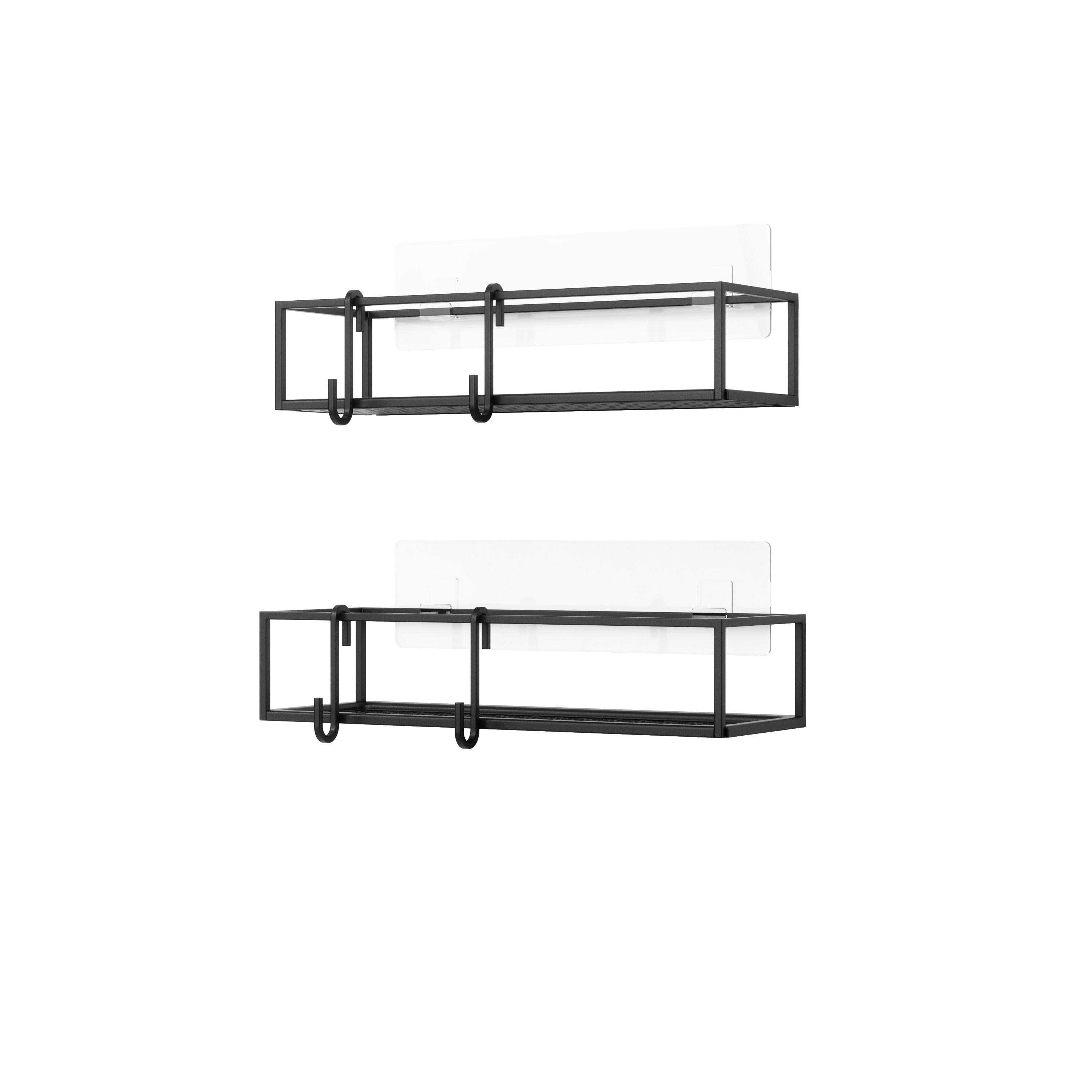 Regál do sprchovacieho kúta čierny, 2-Set - čierna, Modern, kov (32/6,5/12cm) - Mömax