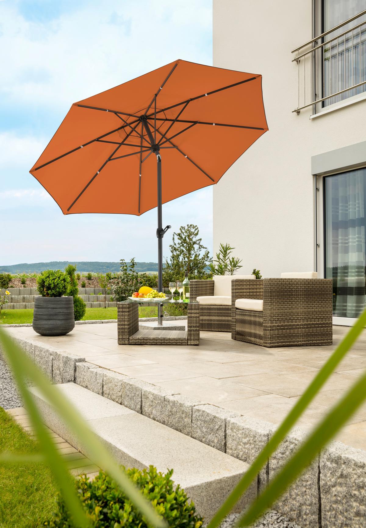 Sonnenschirm Adria Bxhxt: 300x275x300 Cm Terracotta - Anthrazit/Terracotta, Basics, Textil/Metall (300/275/300cm) - Schneider