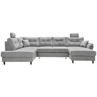 Wohnlandschaft Brizzini Silberfarben U: 206x338x176 Cm - Silberfarben/Schwarz, MODERN, Textil (206/338/176cm) - Livetastic