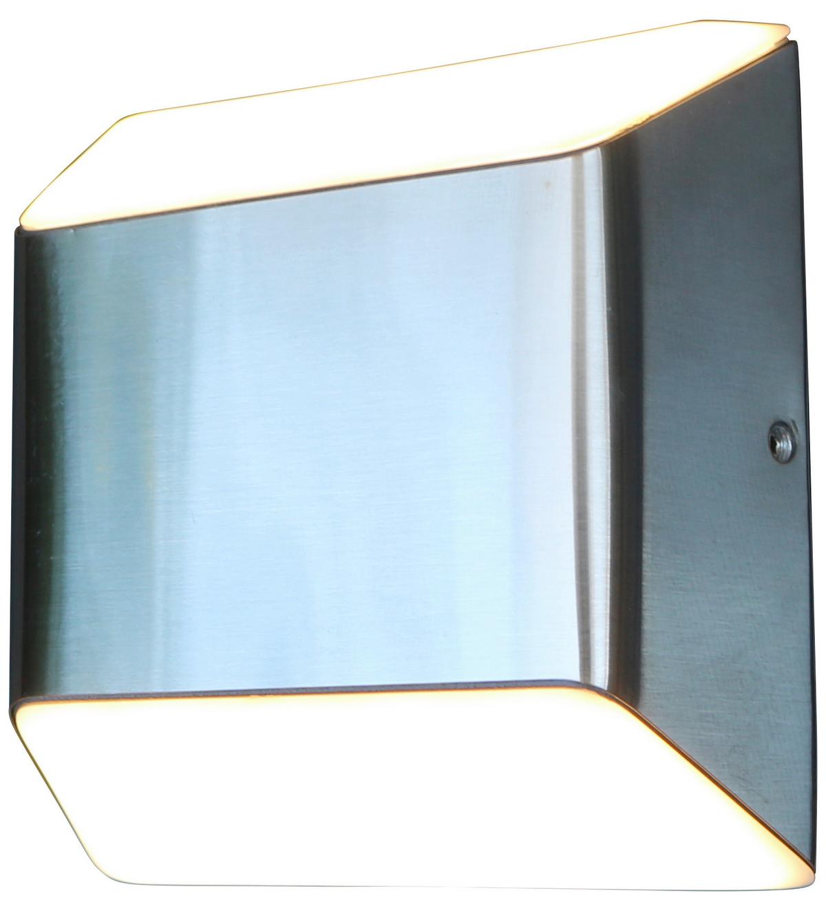 Led-außenleuchte Floyd Weiß Edelstahlfarben L: 12,2cm - Edelstahlfarben/Weiß, Design, Kunststoff/Metall (12,2/12,4/4,5cm)