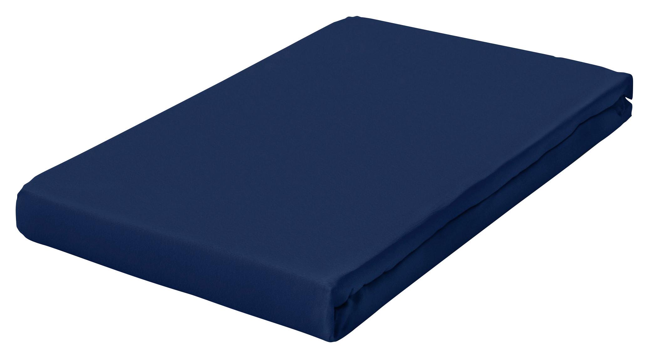 Spannnleintuch Dunkelblau 130x200 cm Frottee - Dunkelblau, Basics, Textil (130/200cm) - Schlafgut
