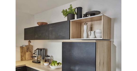 Einbauküche Schwarzbeton Planbar In Schwarzbeton - Dunkelgrau/Schwarz, MODERN, Holzwerkstoff - Vertico