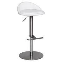 Barhocker höhenverstellbar Mit Lehne Lederlook Weiß - Silberfarben/Weiß, MODERN, Textil/Metall (43/65/43cm) - MID.YOU