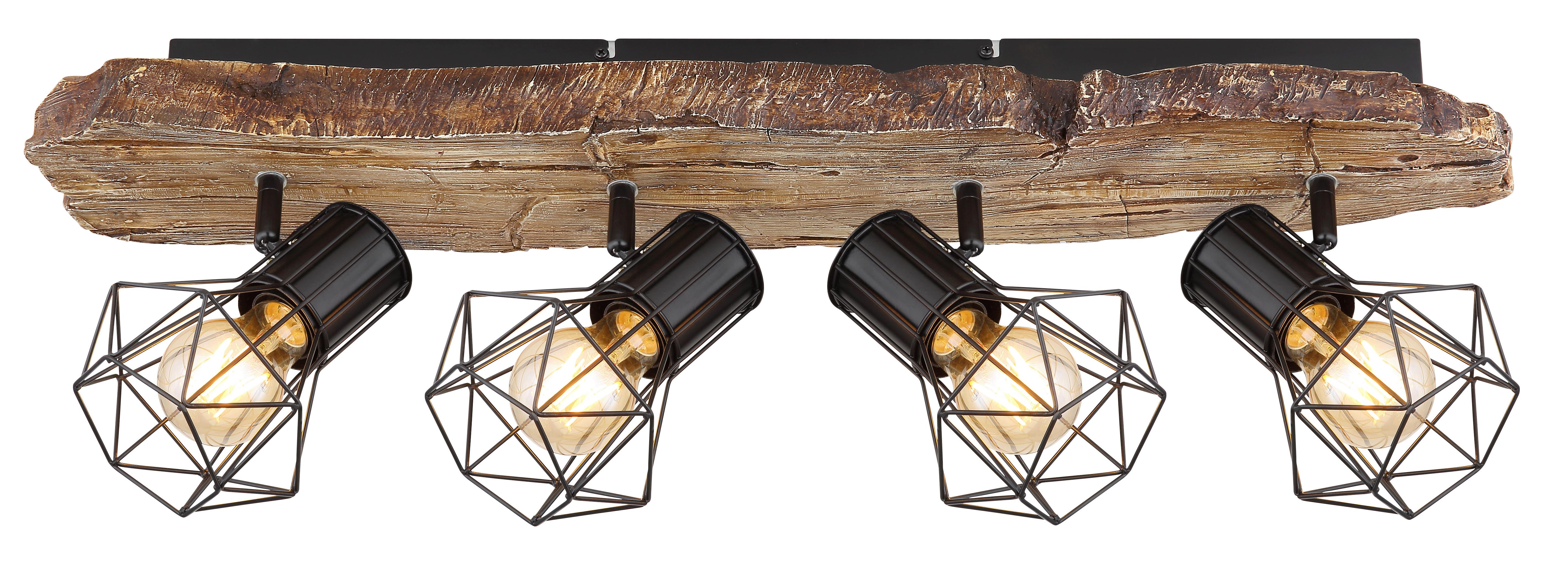 Strahler 4-flammig Verstellbar L: 78 Cm - Schwarz/Naturfarben, KONVENTIONELL, Kunststoff/Metall (78/15/24cm) - Globo