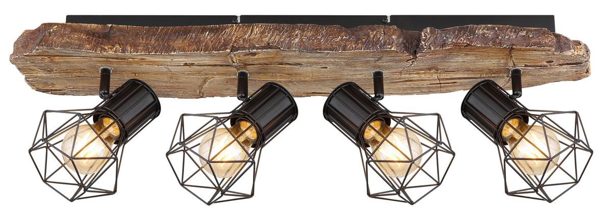 Strahler 4-flammig Verstellbar L: 78 Cm - Schwarz/Naturfarben, KONVENTIONELL, Kunststoff/Metall (78/15/24cm) - Globo