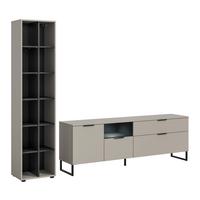 Wohnwand Noida Kaschmirfarben /Schwarz B: 245cm - Kaschmir/Schwarz, Design, Holzwerkstoff (245/192/41cm) - Livetastic