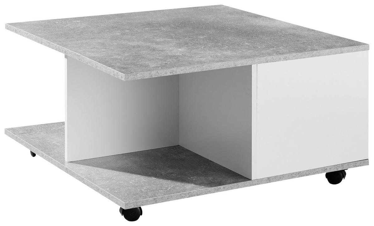 Konfererenčny stolík bielo-sivý - sivá/biela, Modern, kompozitné drevo/plast (70/70/36,5cm) - MID.YOU