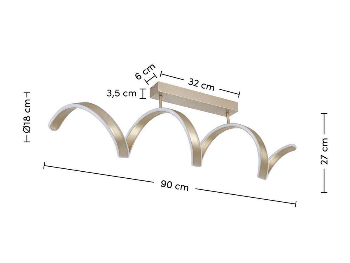 STROPNÍ LED SVÍTIDLO CHAMO - šampaňská, Moderní, kov/plast (90/18/27cm) - Mömax