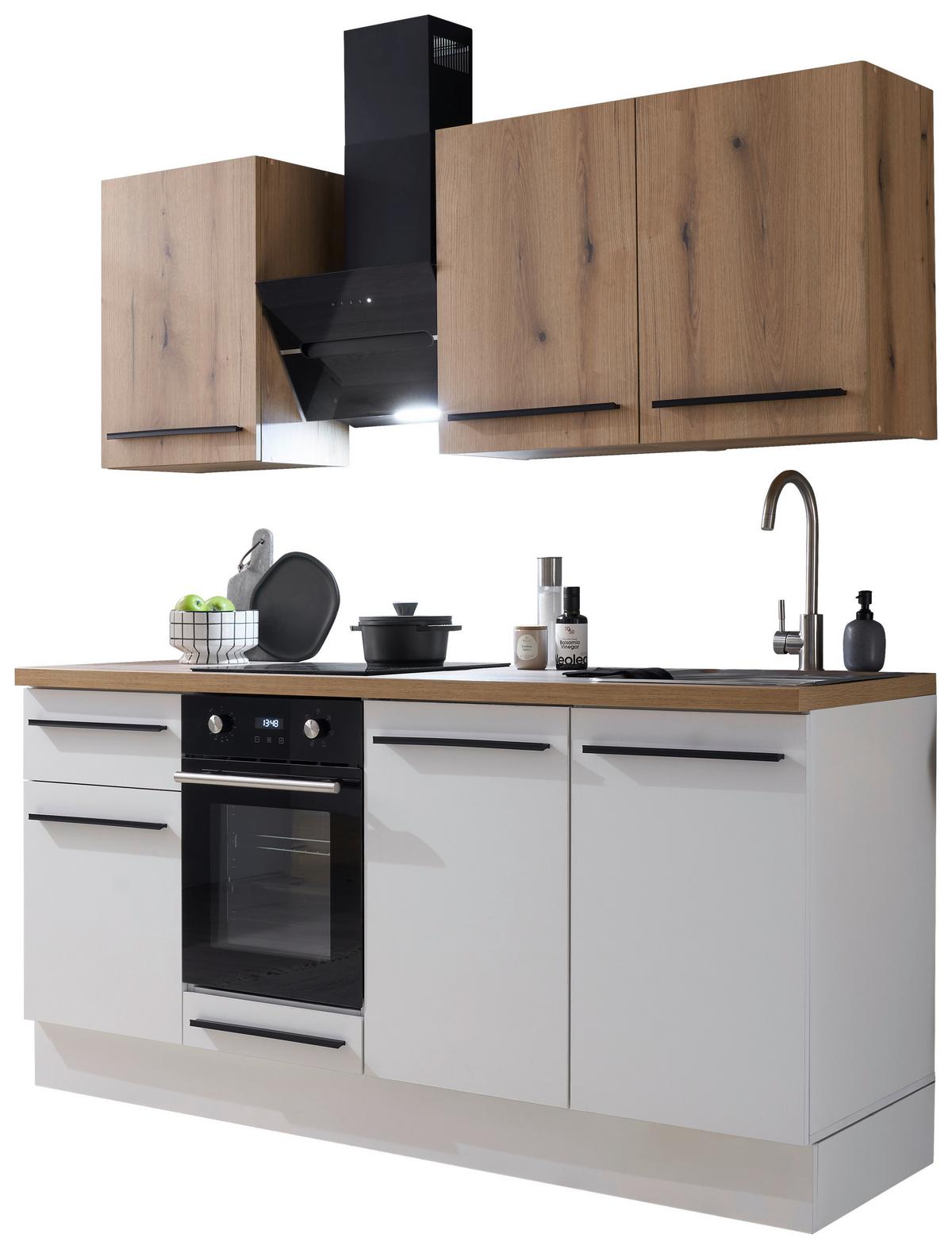 Küchenblock Torcello Weiß/Eiche Dekor B: 180 cm - Eichefarben/Weiß, KONVENTIONELL, Holzwerkstoff (180cm) - MID.YOU
