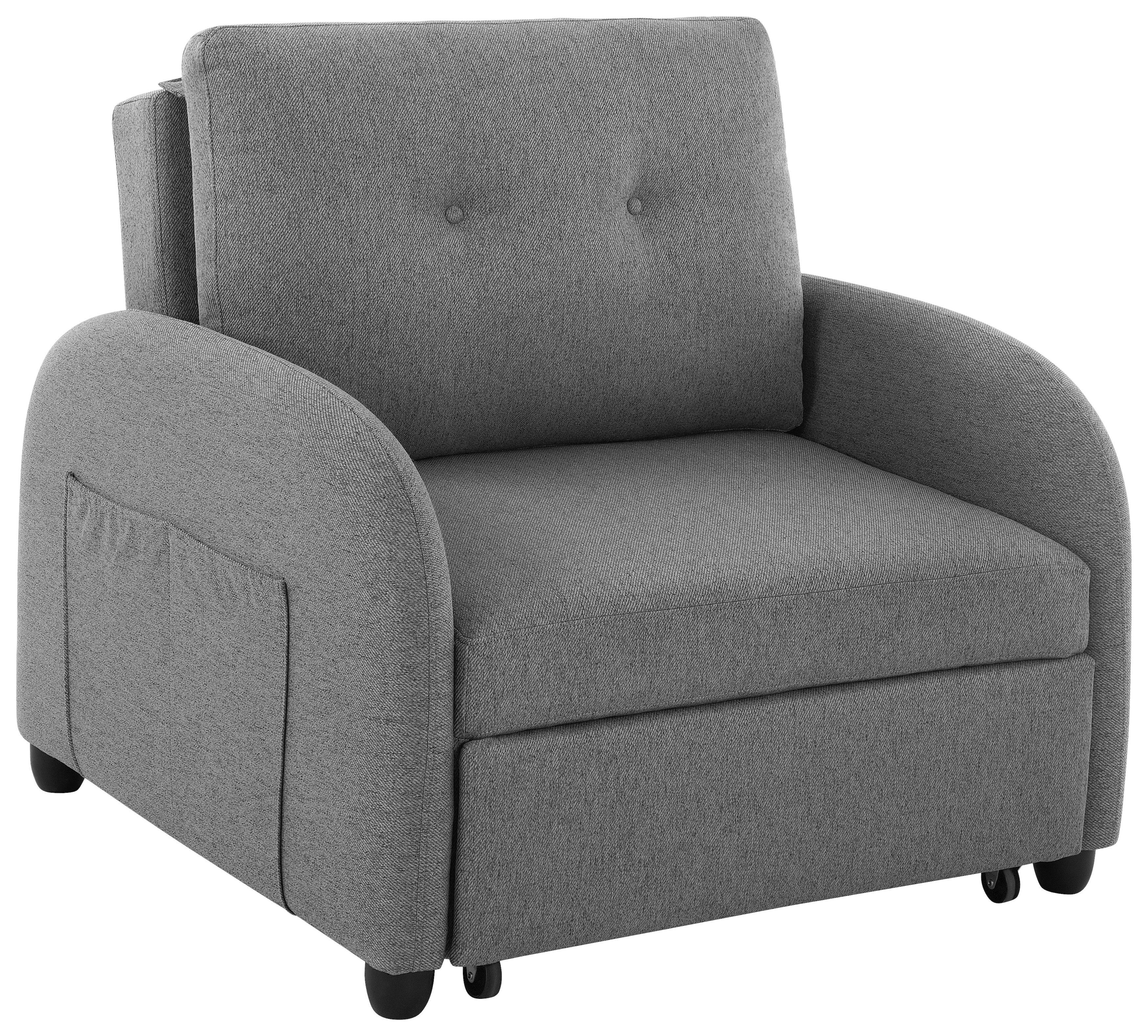 Rozkladacie kreslo COSMO, tmavosivá, max. 120 kg - čierna/tmavosivá, Design, textil/plast (102/94/95cm) - Livetastic