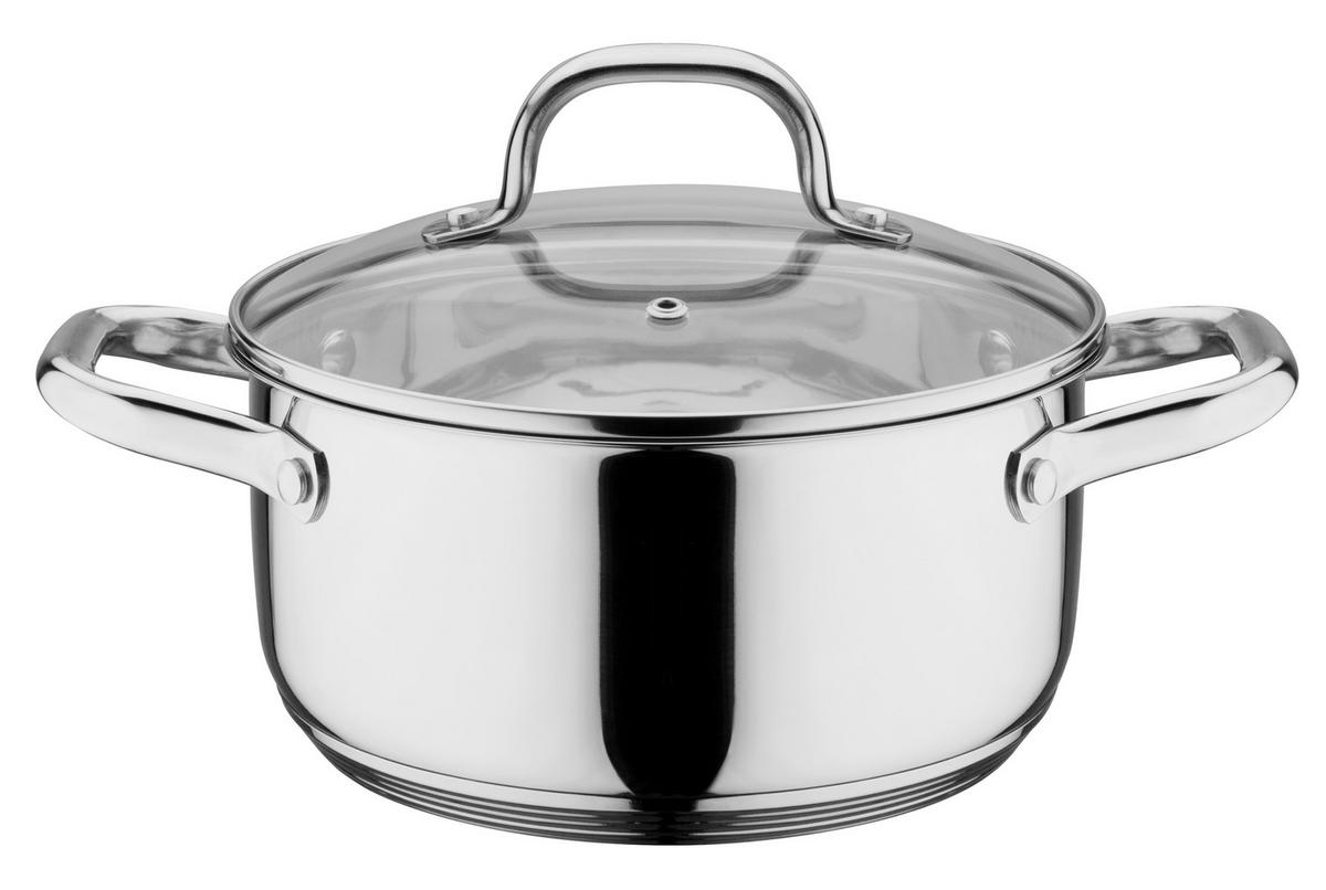 Kochtopfset Trentino Edelstahl, Rostfrei, 5-Teilig - Klar/Edelstahlfarben, Basics, Glas/Metall - GSW