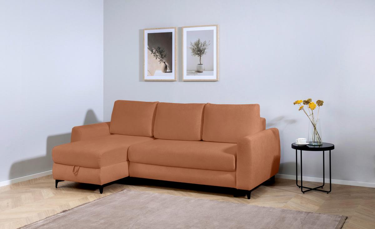 Ecksofa Moli, Rostfarben S: 236x148 cm - Rostfarben/Schwarz, Design, Textil (236/148cm) - MID.YOU