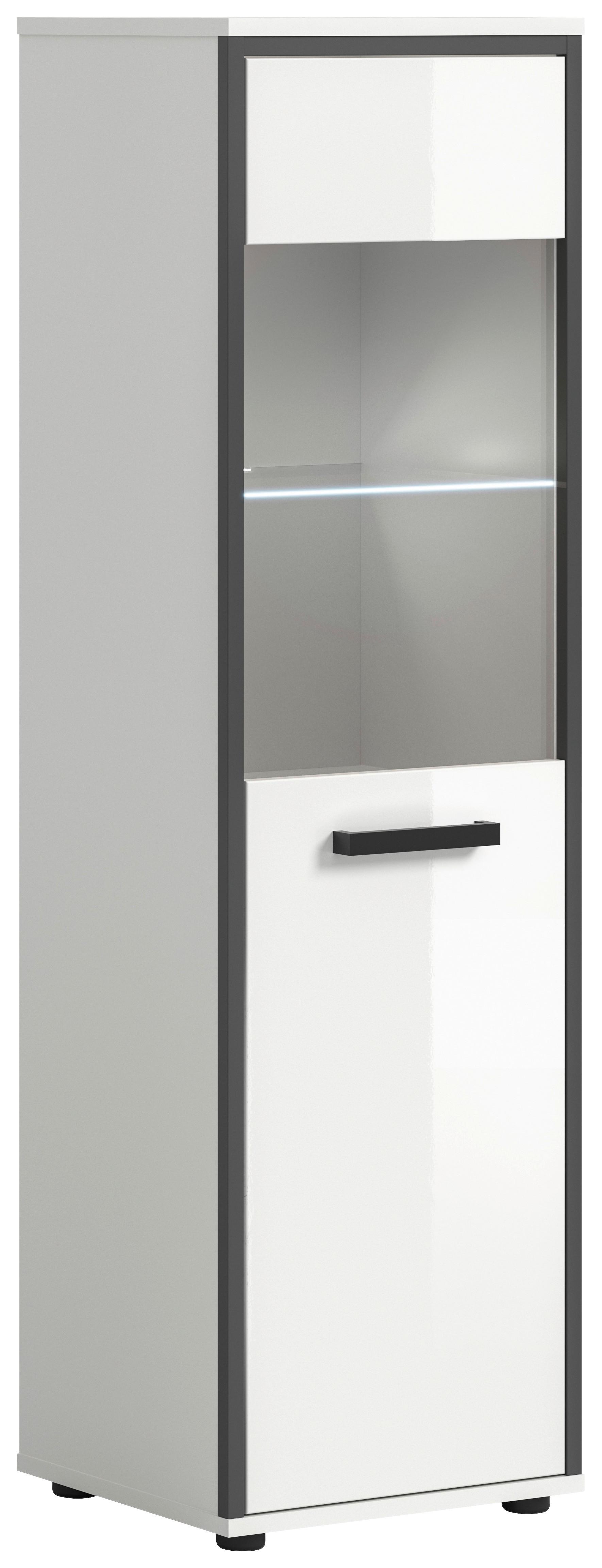 Midischrank Kojak, Weiß Hochglanz B: 40 Cm - Weiß Hochglanz/Schwarz, MODERN, Holzwerkstoff (40/139/34cm) - MID.YOU