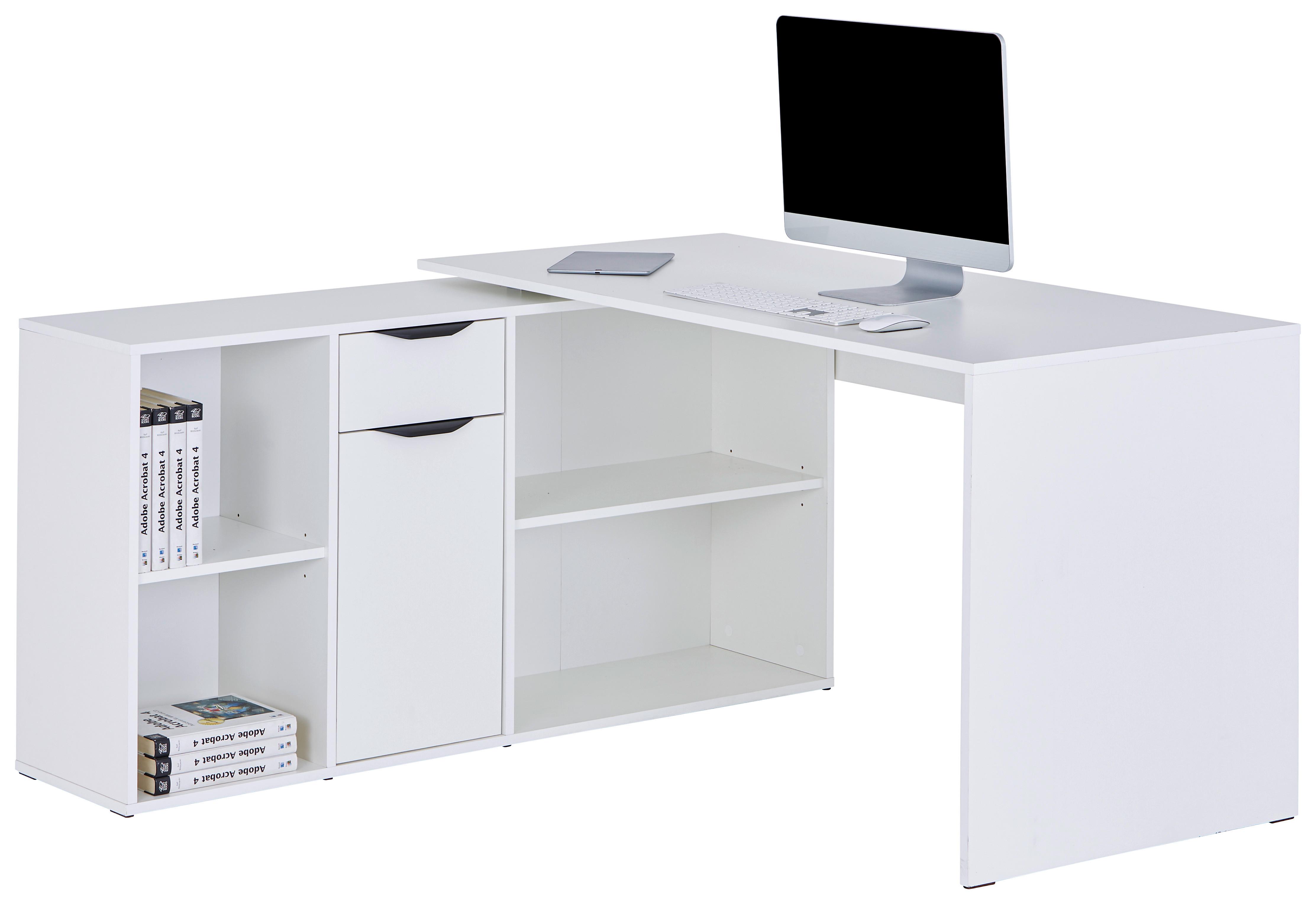 Schreibtisch mit Stauraum B 135cm H 74cm Weiß