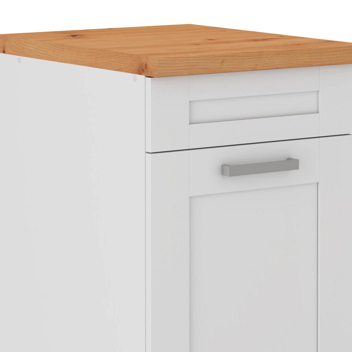 Spülenschrank Luisa B: 50 Cm Weiß Mit Arbeitsplatte - Weiß/Eiche Artisan, ROMANTIK / LANDHAUS, Holzwerkstoff (50/86cm)