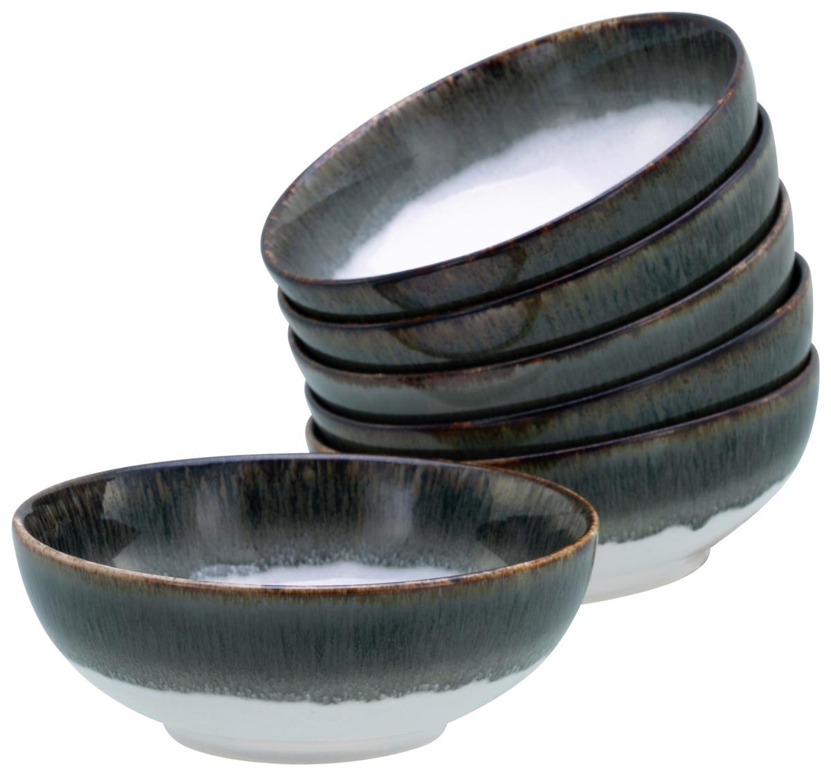 Schüsselset 6 -teilig. Cascade Steinzeug, Weiß/grau - Weiß/Grau, Design, Keramik (16,5cm) - Creatable