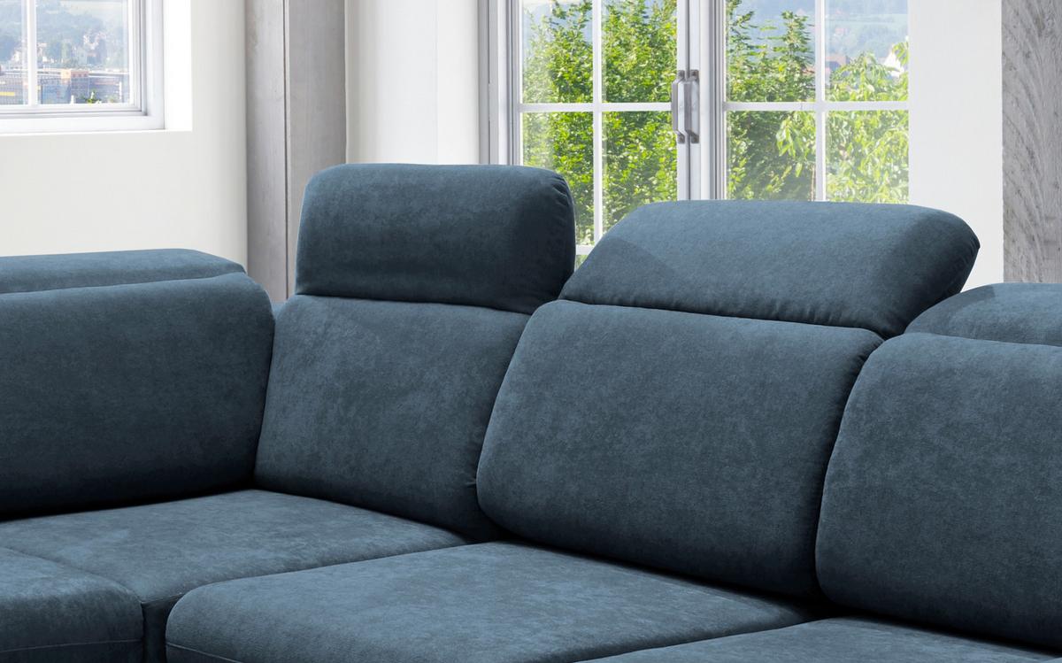 Ecksofa Vasto Dunkelblau S: 228x283 cm - Chromfarben/Dunkelblau, Design, Textil (228/283cm) - Livetastic