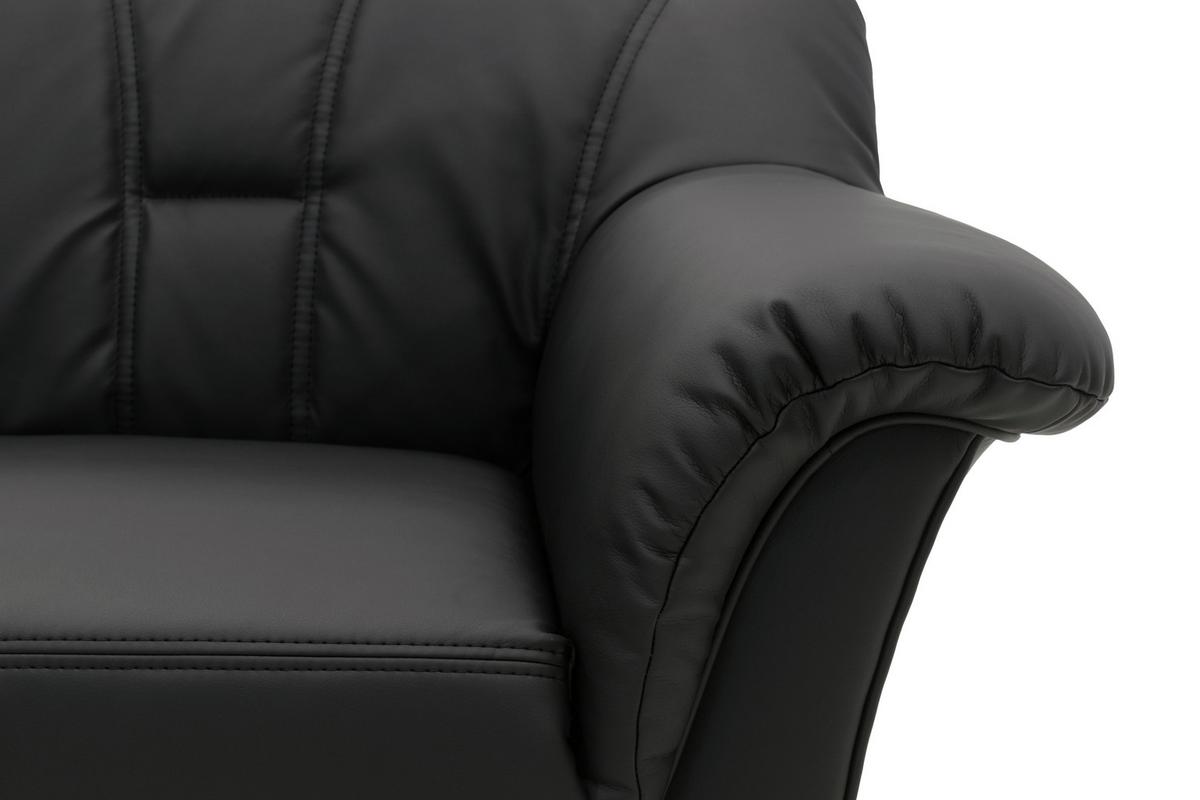Ecksofa Papenburg Schwarz Lederlook - Schwarz, KONVENTIONELL, Textil (180/243cm) - MID.YOU