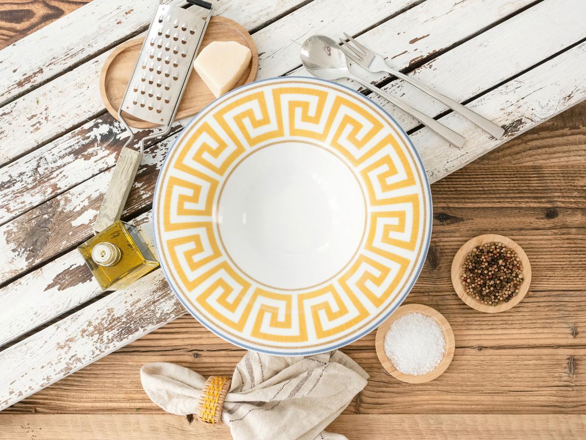 Pastatellerset Athena Keramik, Weiß/Honig - Weiß/Honig, Basics, Keramik (30cm) - Creatable