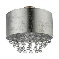 Deckenleuchte Ø 40 Cm Mit Kristall-Behängen - Klar/Silberfarben, Design, Kunststoff/Textil (40/38cm) - Globo