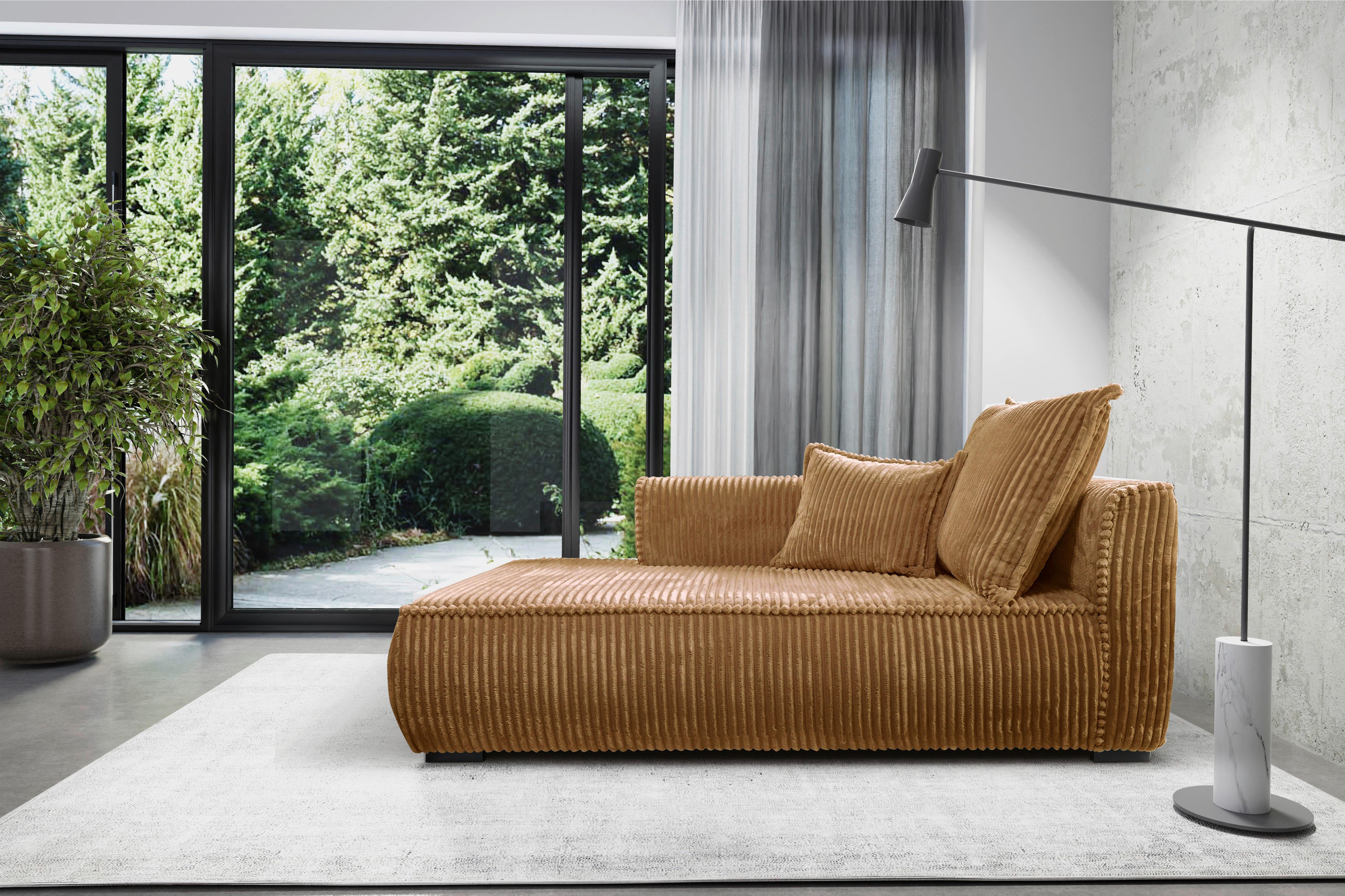 Recamiere Modena Links Rostfarben, B: 208 cm - Rostfarben/Schwarz, Design, Textil (207/75/121cm) - MID.YOU