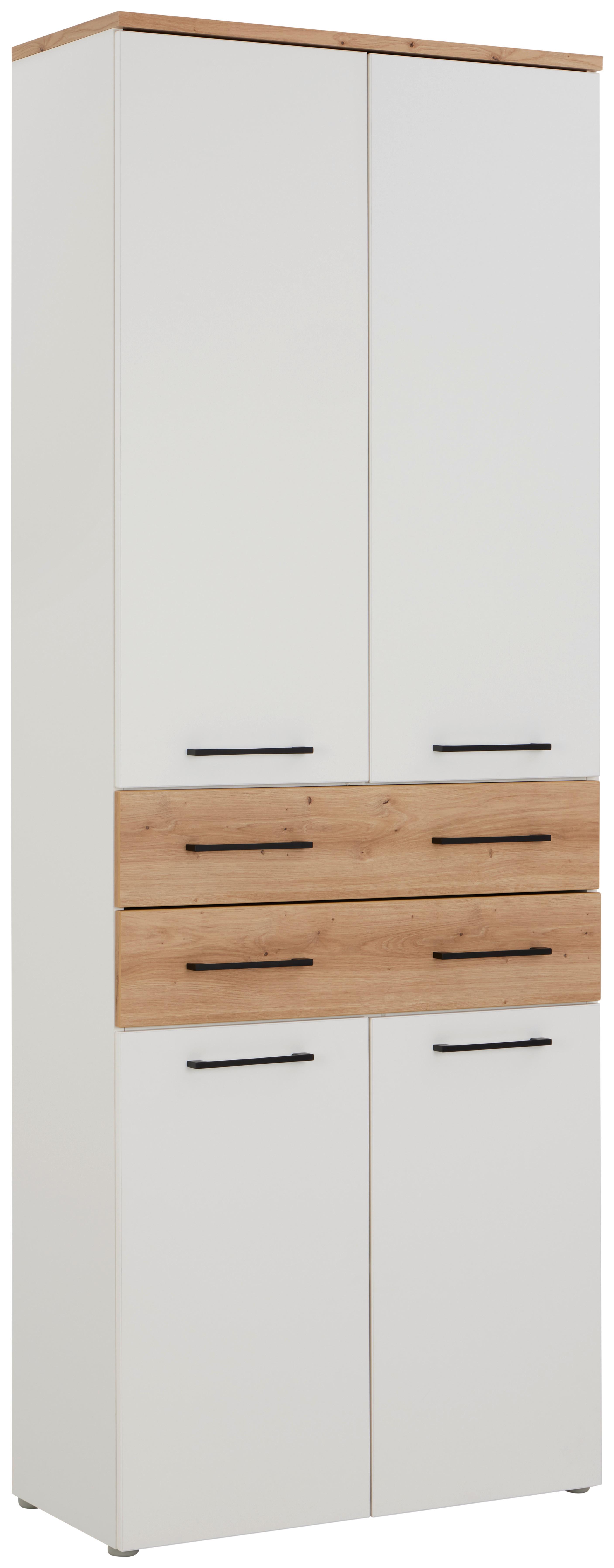 Aktenregal Kontor K6 Eiche Dekor Weiss B: 80 Cm - Eichefarben/Weiß, MODERN, Holzwerkstoff (80/220/38cm)