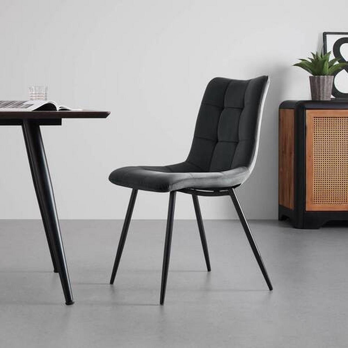 Elegantní židle SURI šedá - šedá/černá, Moderní, kov/dřevo (46/87/59cm) - Bessagi Home