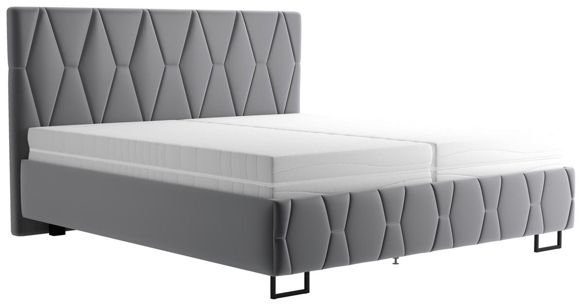 Čalouněná postel ATESSA 160x200 cm, šedá - šedá, Moderní, dřevo/textil (160/200cm)