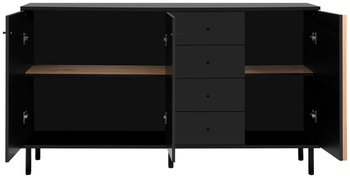 Sideboard Monza 51c - Schwarz/Eiche Artisan, Design, Holzwerkstoff (160/90/40cm) - Livetastic