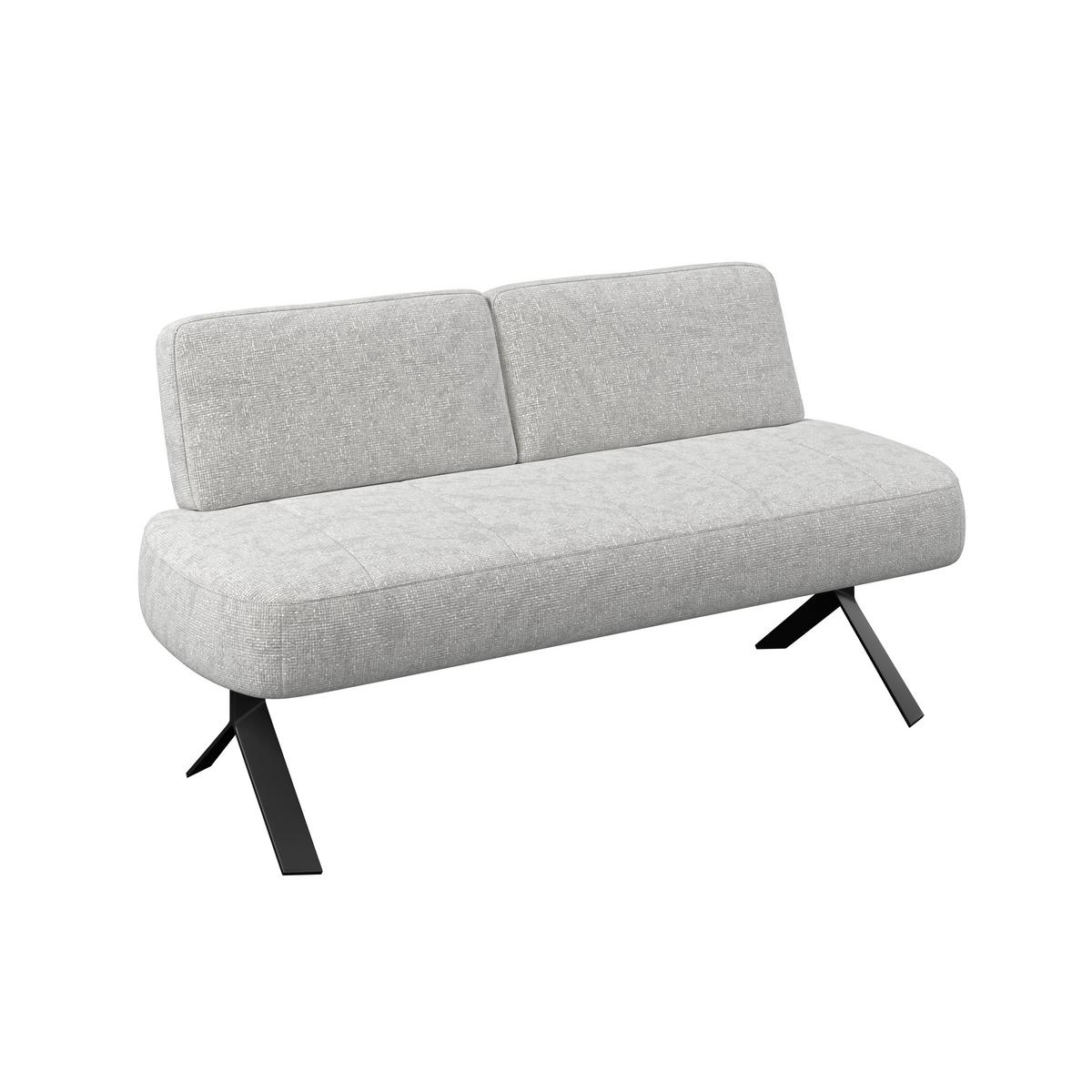 Sitzbank hellgrau/Metallbeine Ulmo B: 162 cm - Hellgrau/Schwarz, MODERN, Textil/Metall (162/83/71cm)