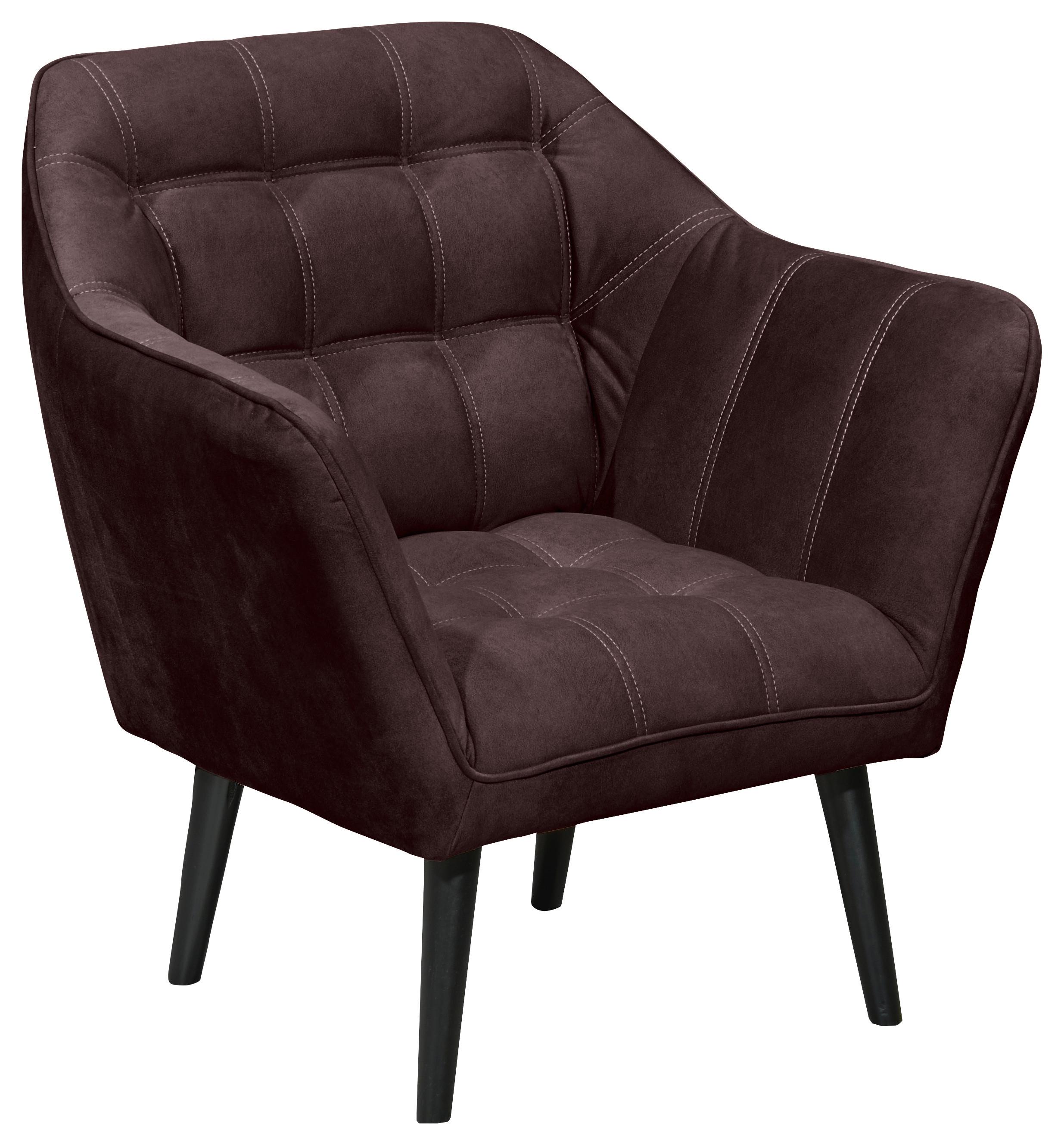 Polstersessel mit Armlehnen Max Stoffbezug Aubergine - Aubergine/Schwarz, MODERN, Holzwerkstoff/Textil (84/87/70cm) - MID.YOU