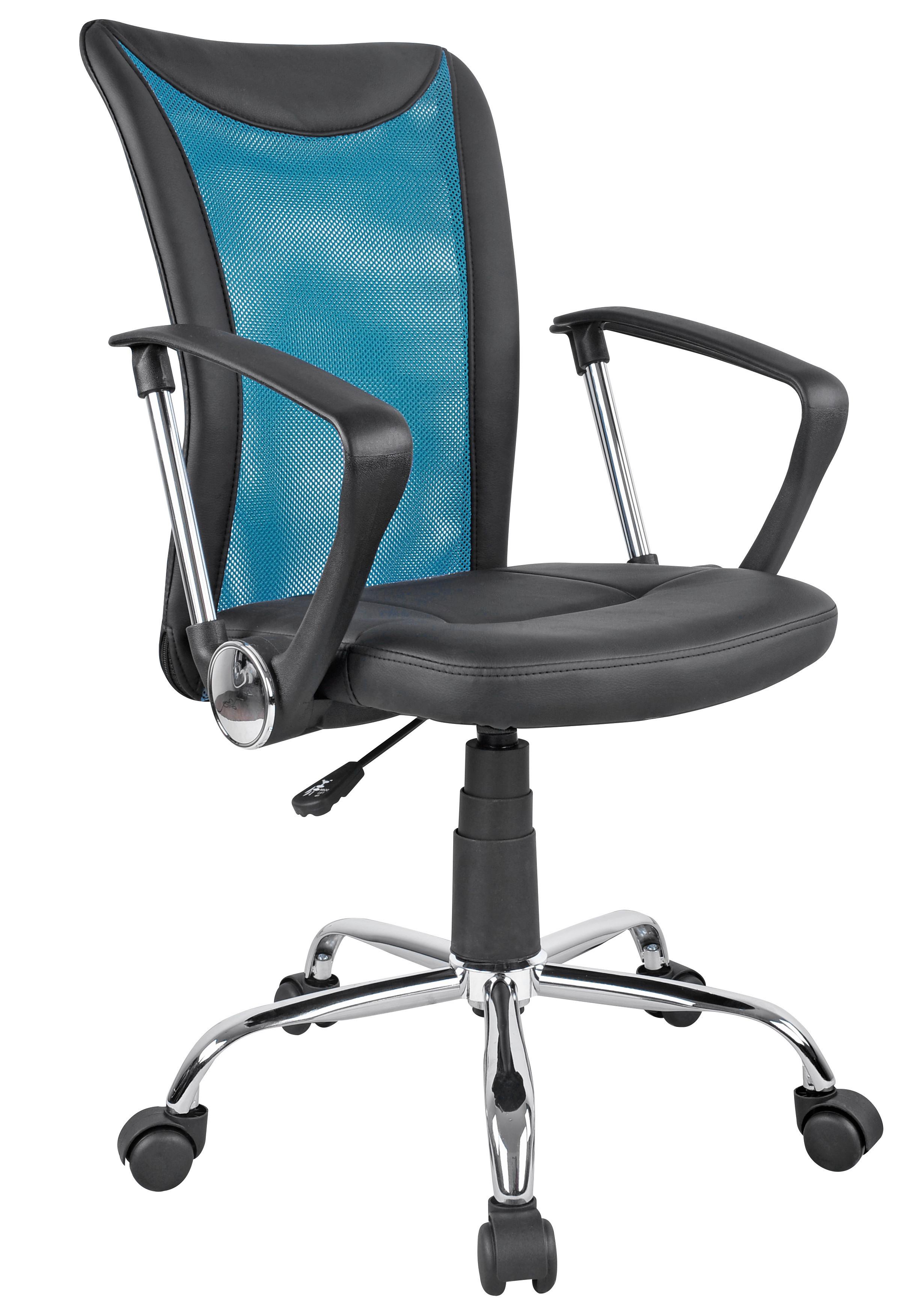 Bürostuhl Vanessa Mit Armlehnen Schwarz/Petrol - Chromfarben/Petrol, MODERN, Kunststoff/Textil (47/88,5-98,5/54cm)