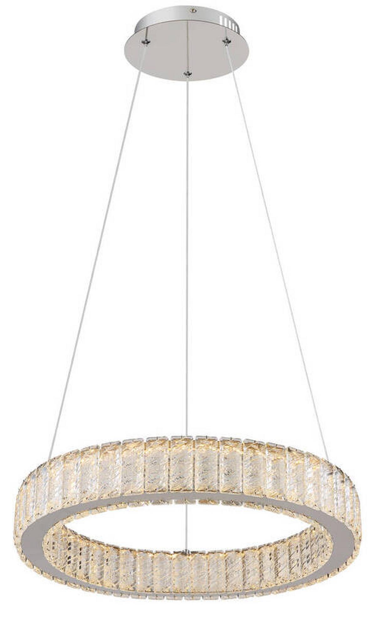 Led Függőlámpa 67162-50 - krómszínű/áttetsző, Design, műanyag/fém (50/120cm) - Globo